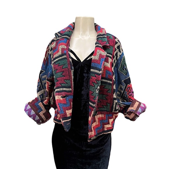 Unique Handmade Aztec Print Colorful Boho Jacket - Picture 5 of 11